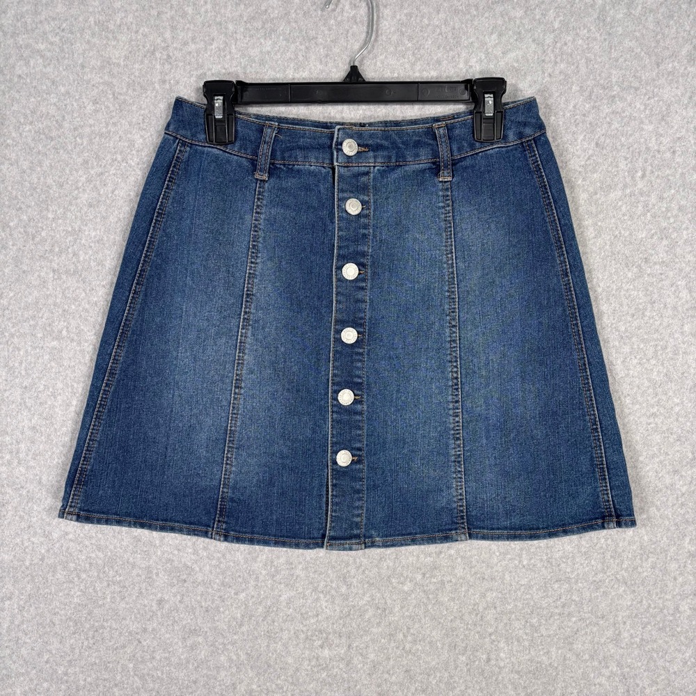 Y2K Mossimo Denim Jean Mini Skirt Size 8 Stretch Feminine Western Country Preppy